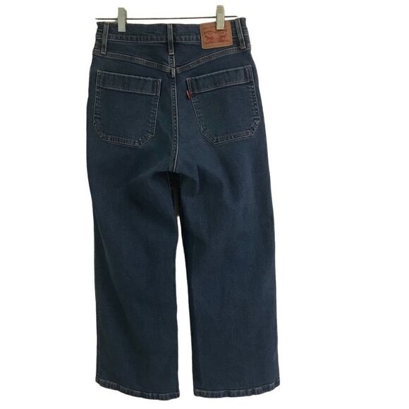 Levi’s Mile High Cropped Wide Leg button fly denim blue jeans 26 - Picture 2 of 7